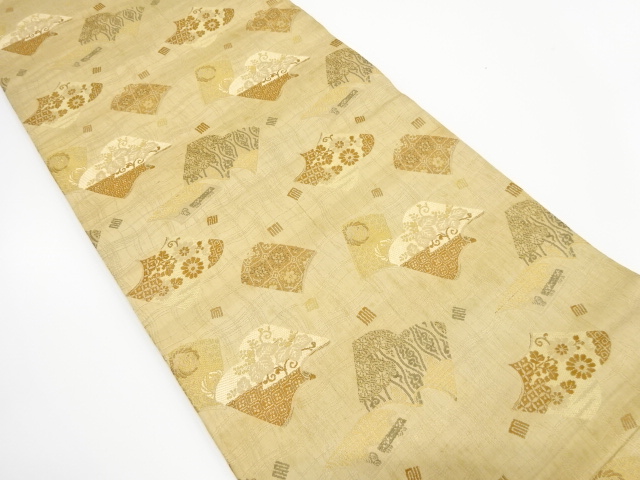 アンティーク　読み本に花・古典柄織り出し丸帯（材料）